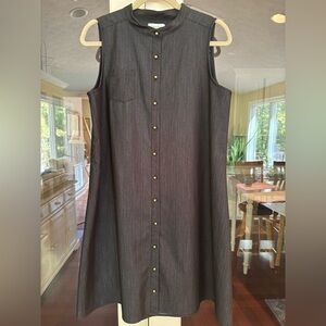 Calvin Klein Sleeveless Navy Blue Dress w/Gold button Accents